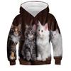 Sudadera con capucha para niñas Cat Casual Manga Larga Algodón Activo 7-13 Años Otoño Multicolor Negro Blanco