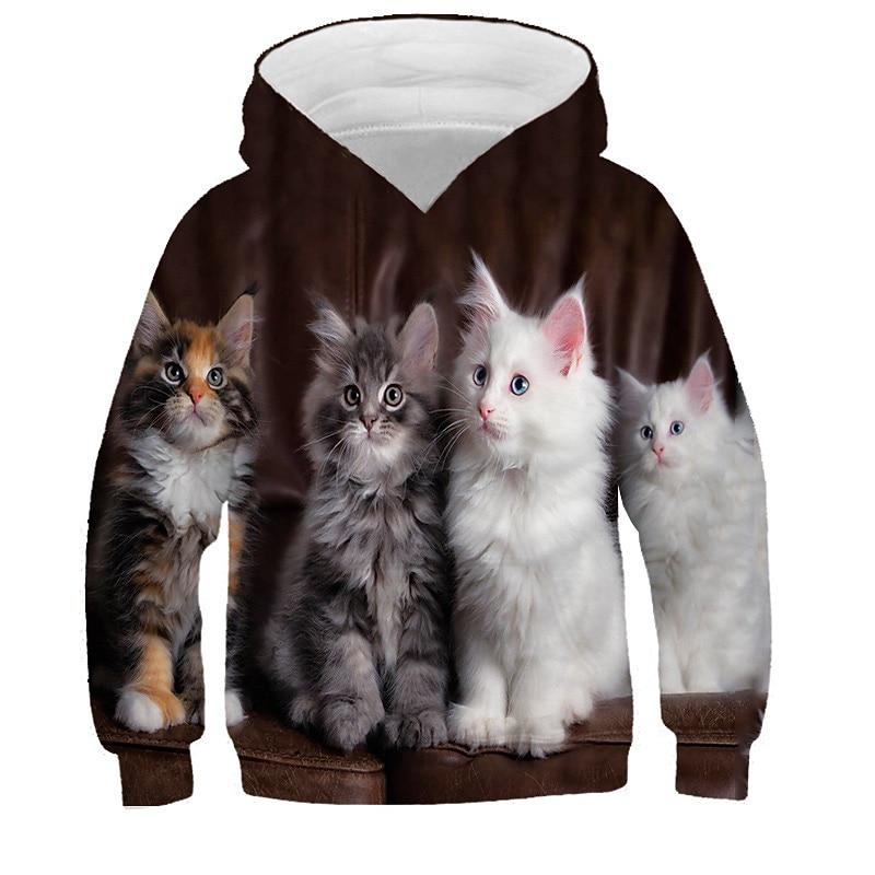 

Детская толстовка с капюшоном Cat Casual с длинным рукавом Active Cotton 7-13 лет осень многоцветная черная белая 110cm