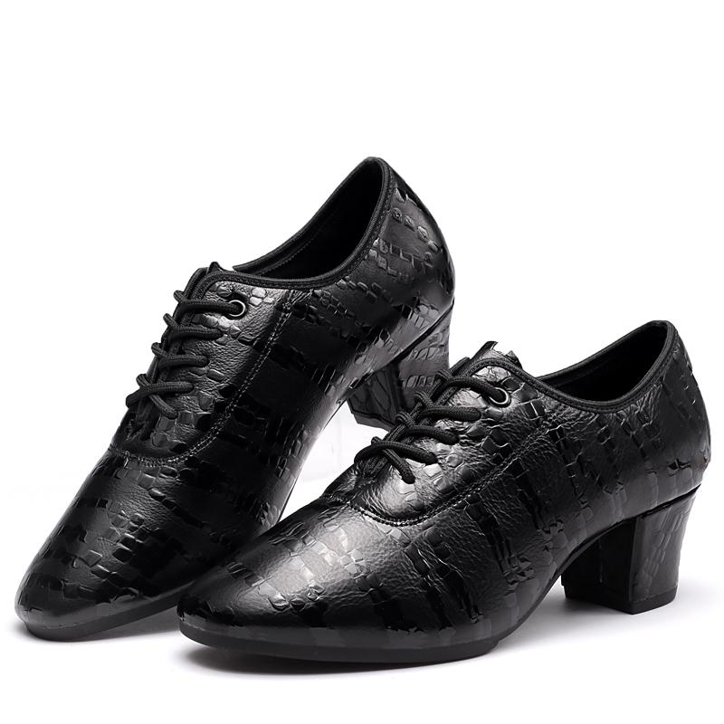 Women Water Grass Grain Leather Latin Dance Shoes Square Lace Round Toe Soft Soled Dance Shoes Breathable Social Dance Modern