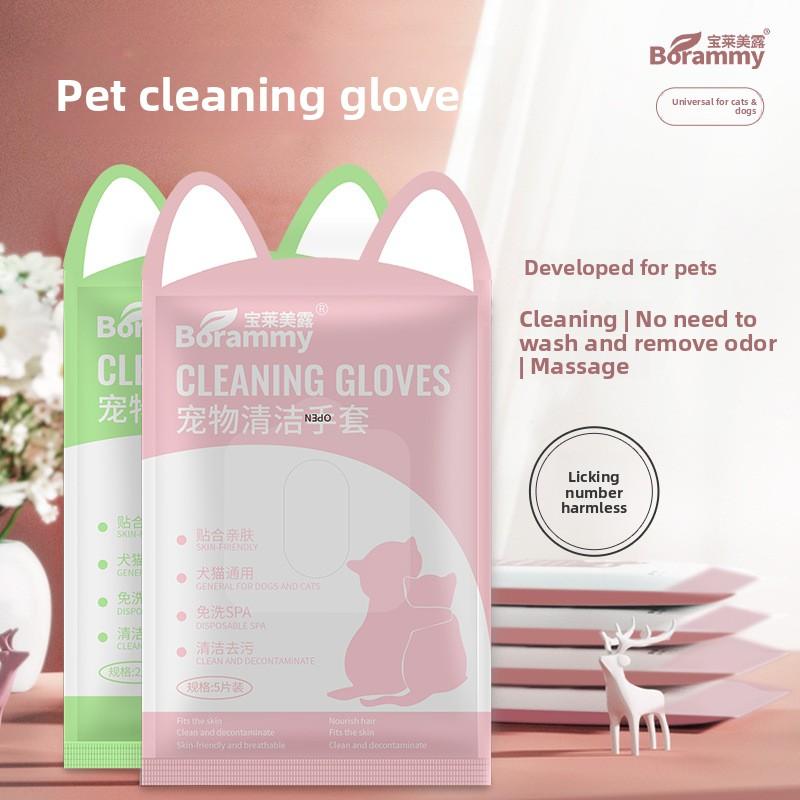 Guanti per la Pulizia Senza Risciacquo per Animali Domestici Salviette Umidificate per Gatti Pulizia e Deodorazione Guanti per la Pulizia a Secco Adatti sia per Cani che per Gatti