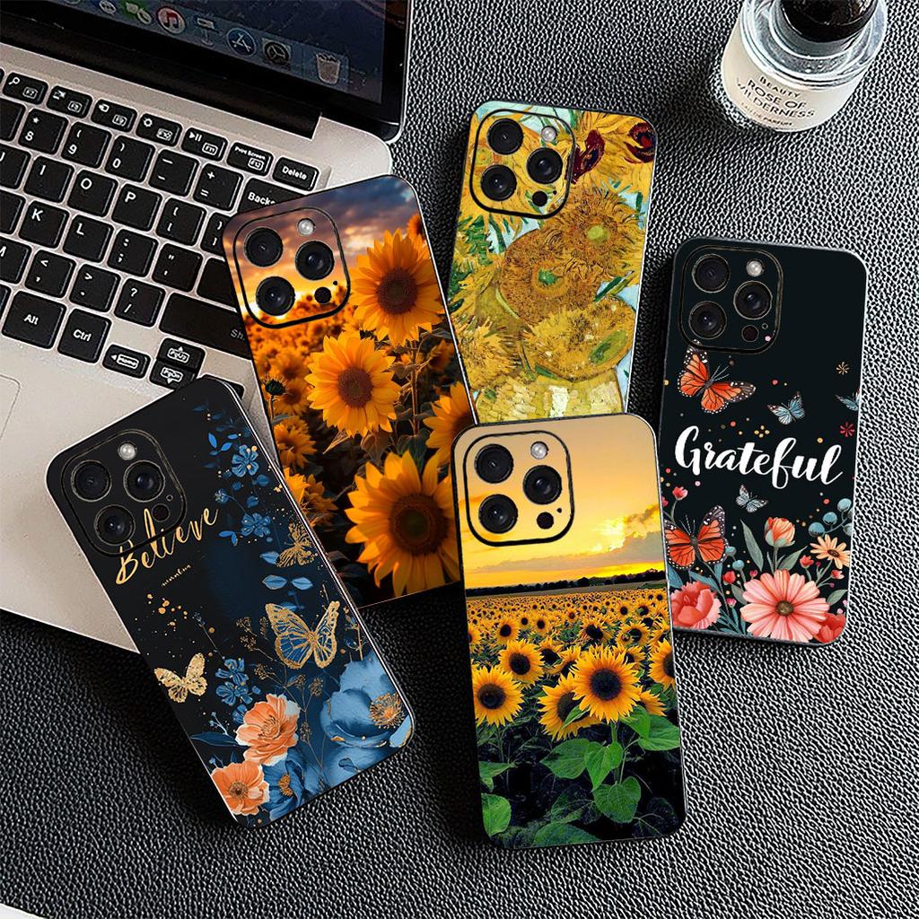 Cover for Samsung Galaxy S10 S8 S9 Plus A33 A34 A31 70 A71 A72 Note 20 9 8 S10E Phone Case Sunflower Yellow Flower Butterfly