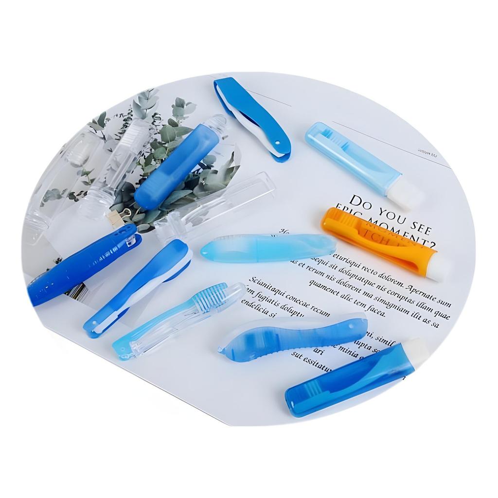 Compact Folding Travel Toothbrush Set with Soft Bristles - Colorful Family Pack for Hotel and Business Trips