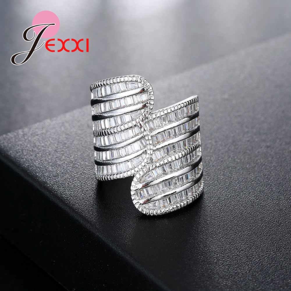

Punk White Rhinestones Inlaid Ring 925 Sterling Silver Ring Female Bijoux Exquisite Wedding Rings For Women 10