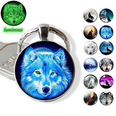 Glow In The Dark Wolf Key Chain Key Rings Holder Luminous Wolf Head Keychain