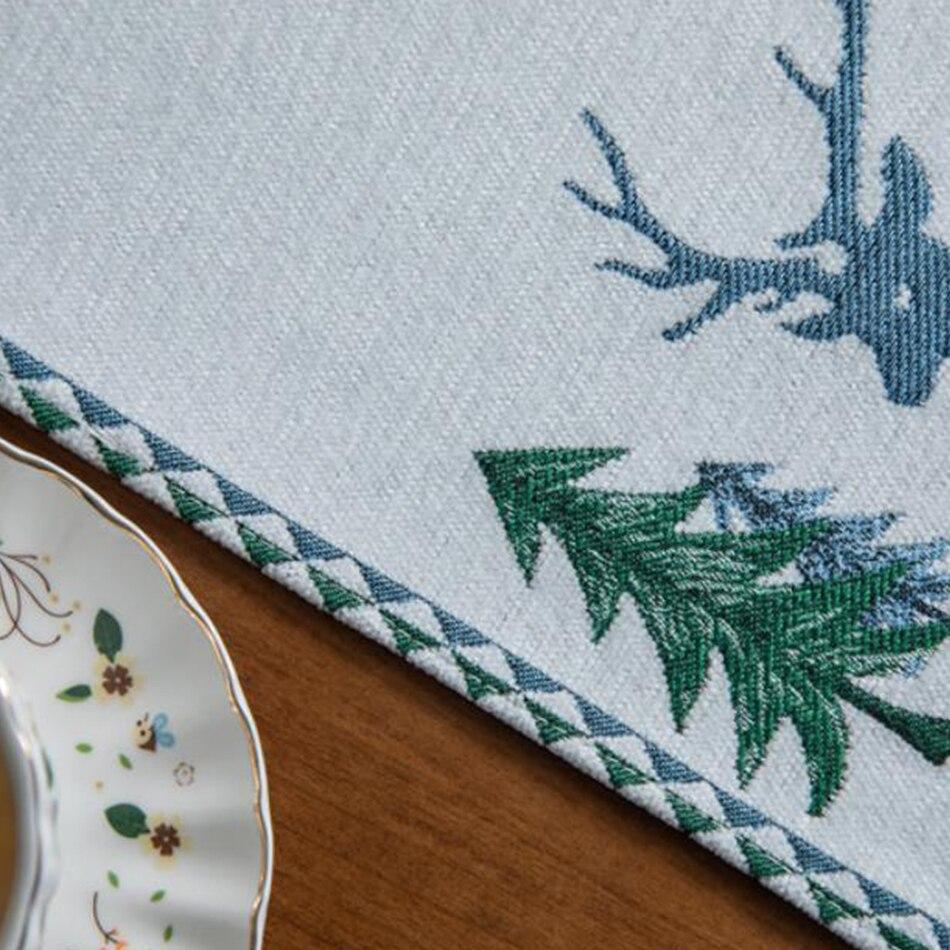 Christmas Tree Table Runner Winter Holiday Christmas Elk Dining Cloth Placemat New Year Home Kitchen Rustic Decorations