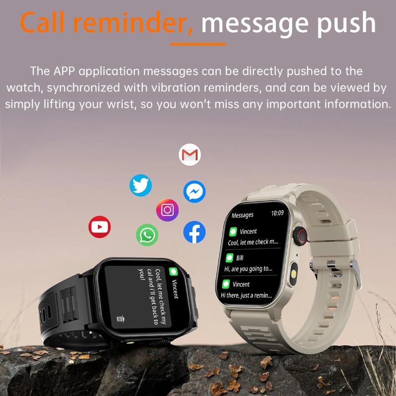 2025 Nowy Męski Smartwatch Latarka 2.01" HD Duży Ekran Głos AI Połączenie Bluetooth Zegarki Sportowe Monitor Zdrowia Smartwatch Kobiety