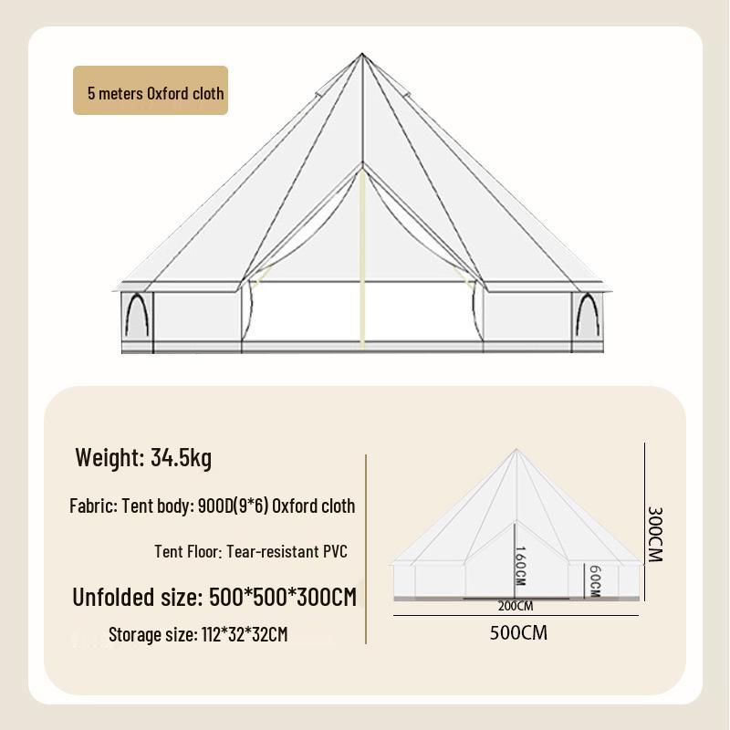 Double Outdoor Yurt Tent: Sunshade Canopy, All-Weather Camping Tent, Full Set for Overnight Use