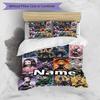 Set cuvertură de pilota 3 buc (1 * Husă de pilota + 2 * Față de pernă, Fără Miez), Set de așternut personalizat cu nume și model Demon Slayer, Cadou pentru Decorarea Dormitorului de Acasă