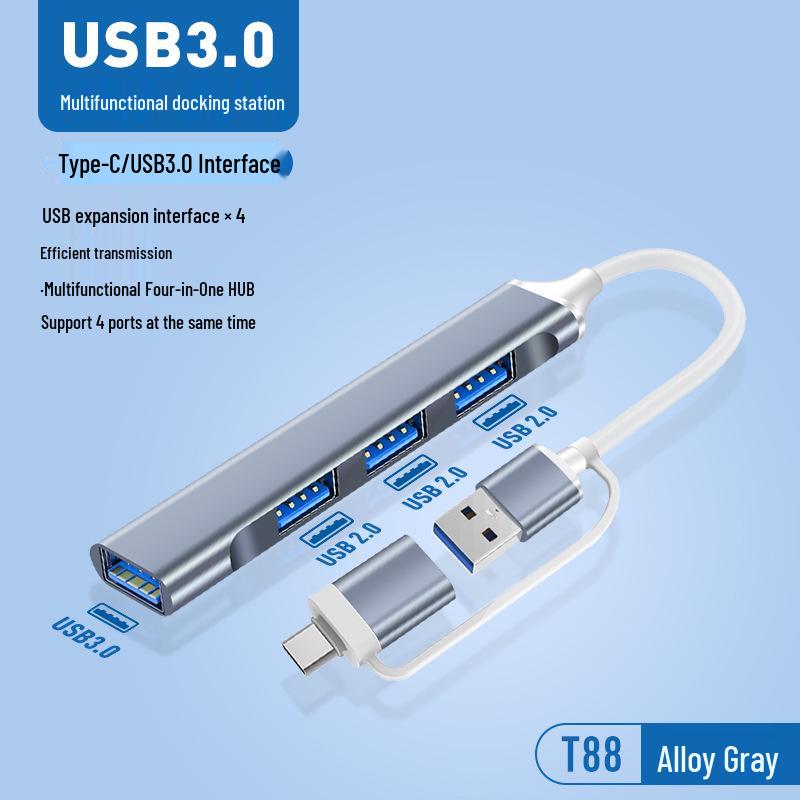 USB-C Docking Station 3.0: 4-Port Multi-Functional Hub for Laptops and Phones