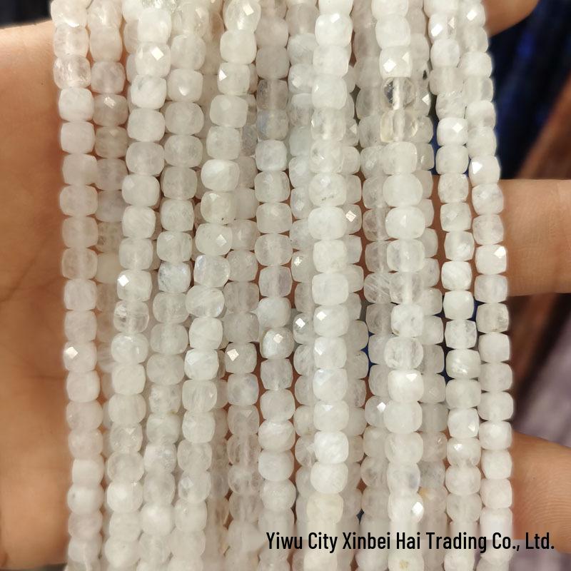 4x4mm Natural Stone Faceted Square Beads: Amethyst, Tourmaline, Garnet Jewelry Accessories