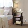 Nightstand with Charging Station, End Table with Power Outlets and USB Ports, Farmhouse Side Table with Drawer and Storage Shelf
