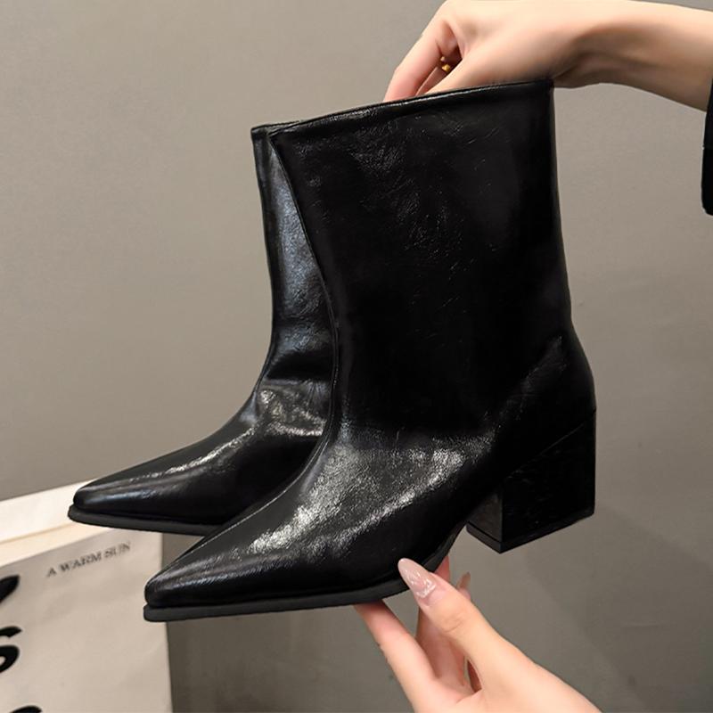 High Heels Women's High Boots Pointed Toe Elegant Leather Shoes  Fashion Knee High Gothic Boots New Pumps Long Mujer Botas