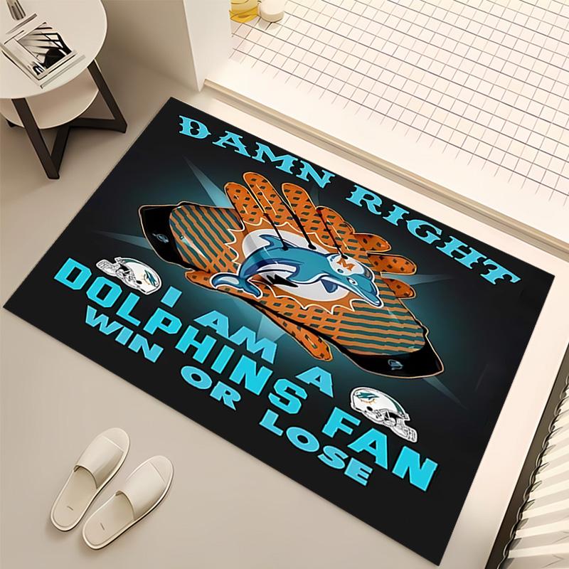 1pc Miami Dolphins logo Print Area Rug - Soft, Washable Non-Slip Indoor Mat, Living Room, Home Office Decorative Rug,Office Decorative