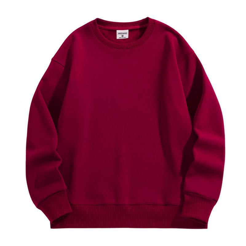 Men's Heavyweight Velvet Crewneck Sweatshirt - Thick Lambswool-Style, Loose Fit, Solid Color, Unisex, 500g.