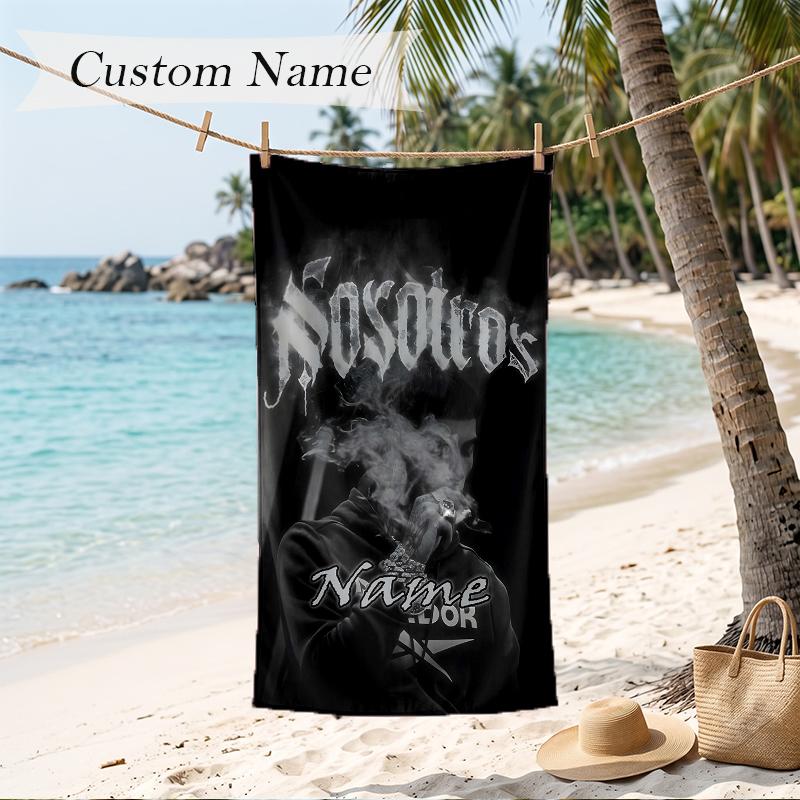 Anuel AA Custom Name Printed Beach Towel Personalized Soft Towel For Swimming Beach Travel