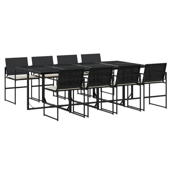 VidaXL Garden Dining Set 9pcs Cushions Black Woven Resin, Outdoor Dining Set, Dining Furniture of 3295060