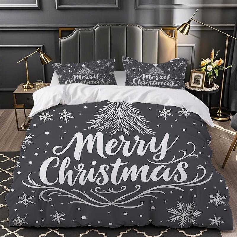 

2/3pcs Christmas Bedding Duvet Set with Christmas Tree Snowflake Print Pattern Simple And Cozy Theme Contains 1 Duvet Cover EU Twin(135x200cm)