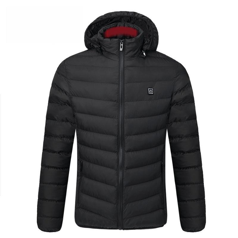 Luxurious Usb Heated Warm Back Cervical Spine Hooded Winter Jacket For Motorcycle Skiing