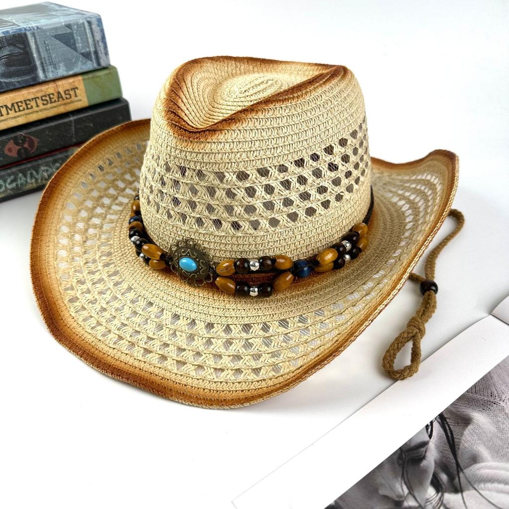 Accessories Western Cowboy Straw Hat Retro Ethnic Style Jazz Hat Men'S And Women'S Hats Sun Protection Hat Sun Hat