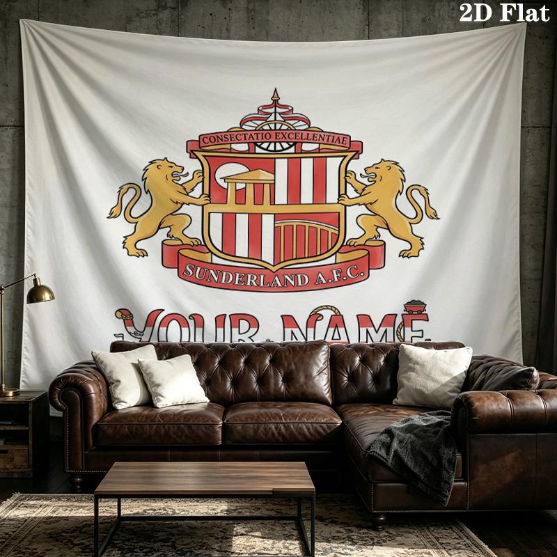 Custom Name Sunderland AFC Printed Tapestry – Wall Hanging for Bedrooms, Dorms, and Home Decor