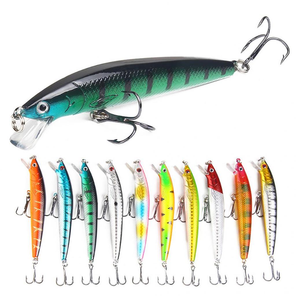 10 Colors Hard Fshing Lures Plastic Artificial Fake Life-Like Minnow Shape Baits