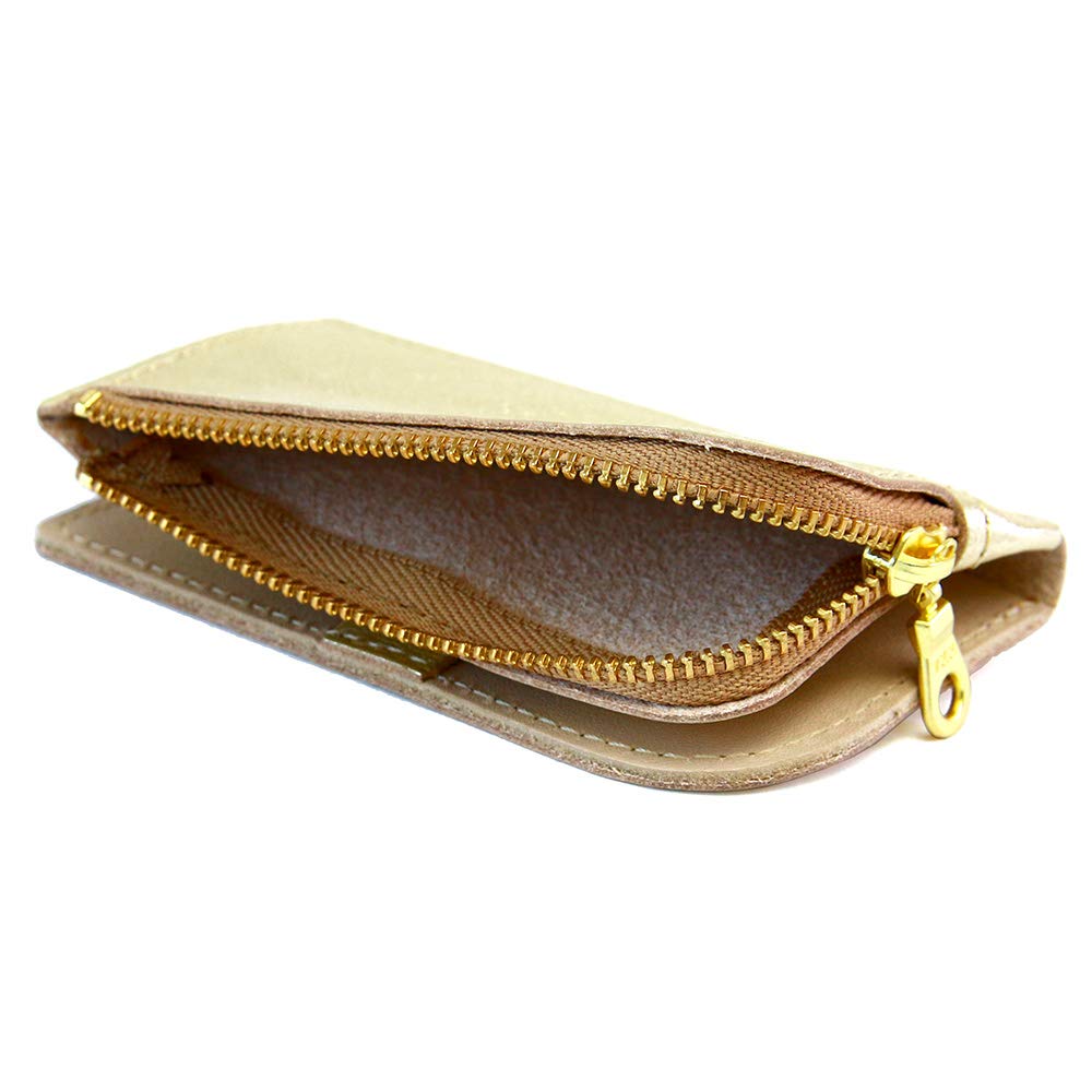 AGILITY affa "Bell" Key Case with Integrated Coin Case, Gold and Silver, Genuine Leather, Stylish