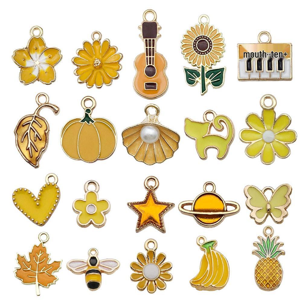 Mixed Color Cartoon Enamel Alloy Pendants for DIY Bracelets & Keychains