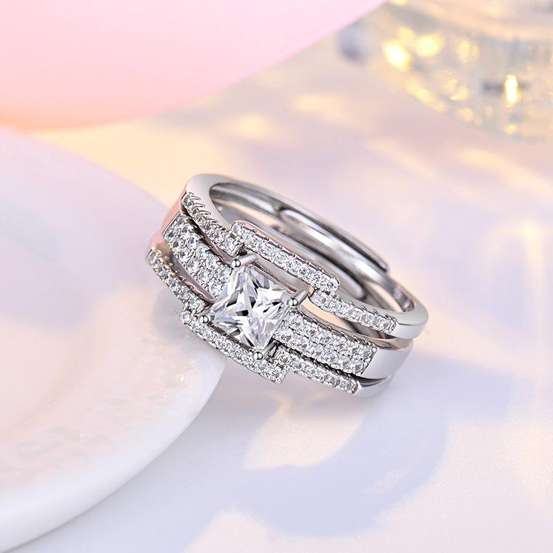 Lindon Classic Copper Alloy Zircon Ring Ladies Jewelry Wedding Promise Party Gift