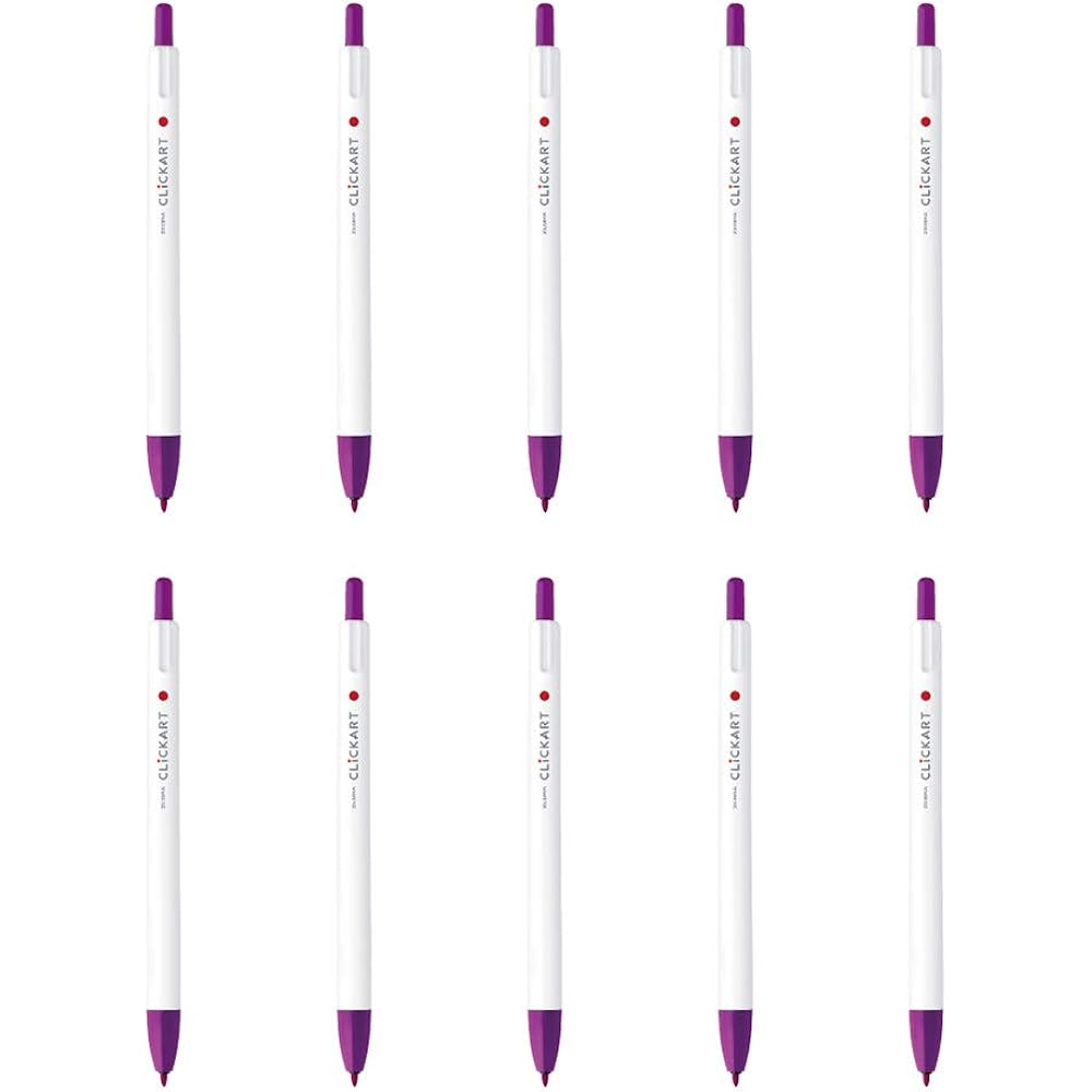B-WYSS22-PU Zebra Water-based Pen, Clickart, Purple, 10 Pens