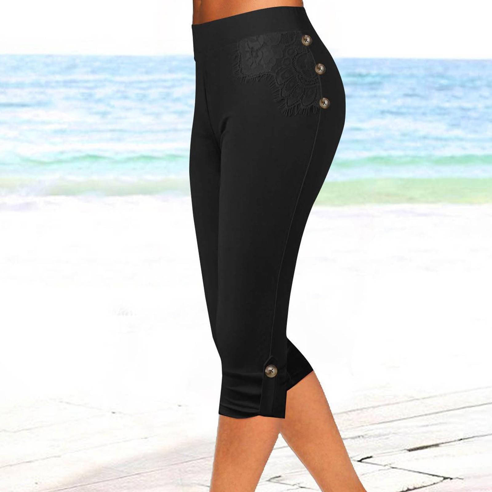 

Женские удобные эластичные укороченные плиссированные брюки до бедра M чёрный