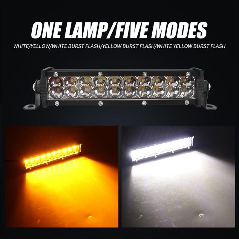 For Moto Jeep ATV 4WD SUV Compatible 12V 24V LED Work Light Bar Set Dual Color Modes White Yellow Flashing