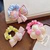 Hair Tie Dot Plaid Print Handcrafted Bow Flower Design Hair Rope Soft Fabric High Elasticity Pastoral Style Hair Band Hair Accessory