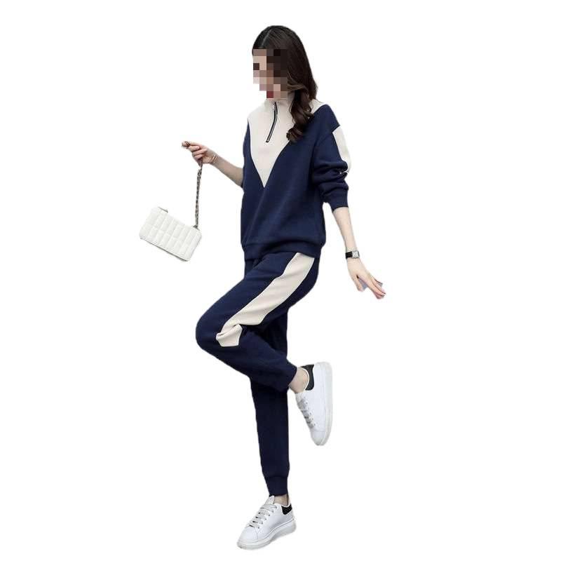 Trendy Plus Velvet Women's Sports Suit: 2026 Autumn/Winter Korean Style Long Sleeve Hoodie & Pants Two-Piece Set
