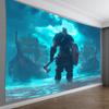 Ornate Style Viking Warrior Wall Tapestry-Polyester Decorative Tapestry for Living Room Bedroom Office Party Decor