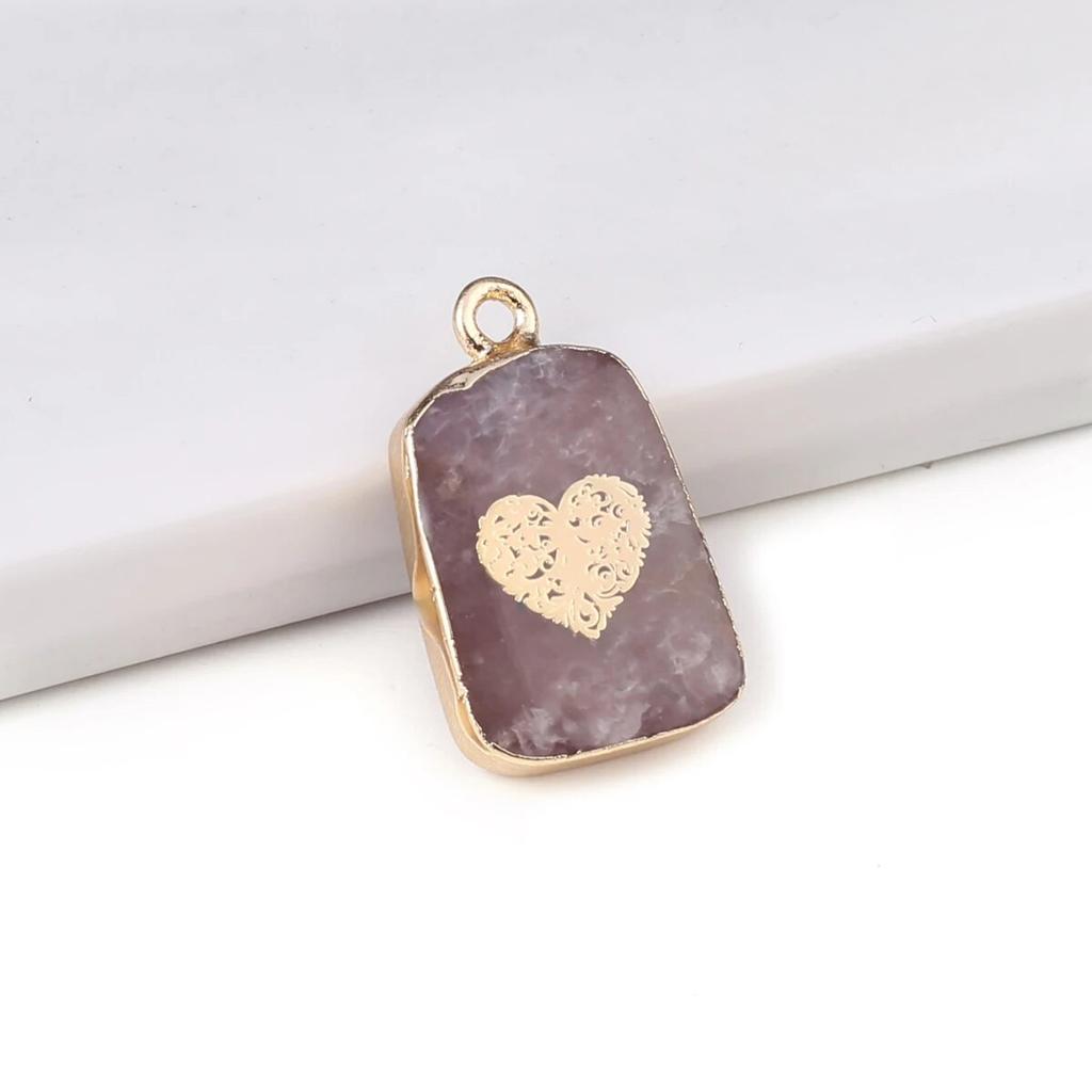 2Pcs Small Pendant Natrual Stone Rose Quartz/Malachite Cartoon Pendant For Jewelry Making DIY Earrings Bracelet Accessory