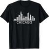 Skyline de Chicago - Design Retrô - Camiseta Clássica