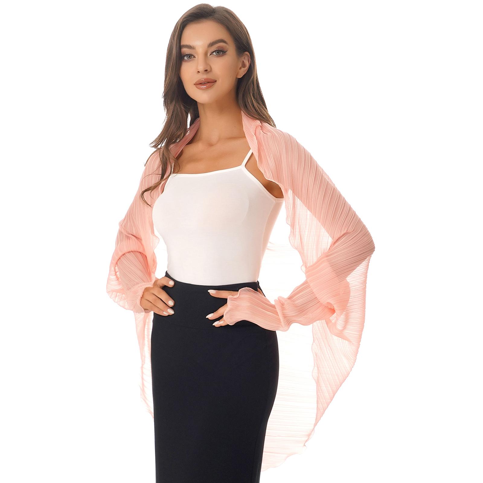 

Жіночий кардиган з довгими рукавами, захист від сонця, болеро, шифон, накидки, плісирована шаль One Size кораловий