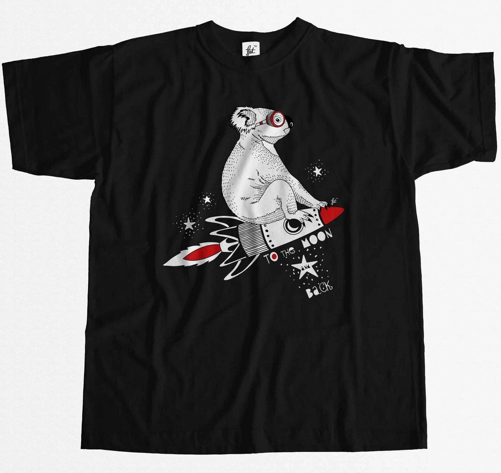 To The Moon & Back Koala On A Rocket Ship To Space Mens T-Shirt XXXL