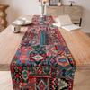 Jacquard Ethnic Style Red Tassels Table Runner, Christmas Kitchen Dining Table Decoration for Home Party Festival