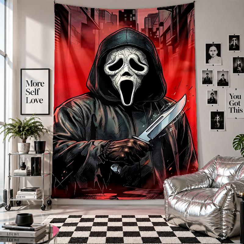 Wall TapestryScream Ghostface Art Hanging Cloth Decorative Background Cover for Room Decoration