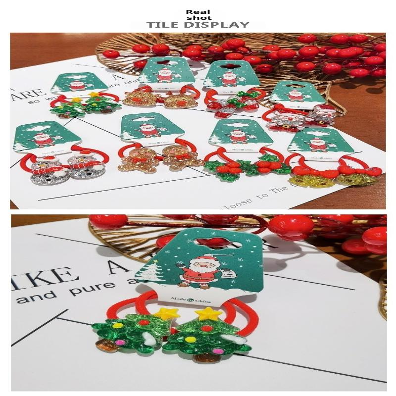 2Pcs/Set 2026  Christmas Hair Accessories Girls Festive Santa Claus Hair Ties Cute Red Hairpin Kid Holiday Party Hairpins