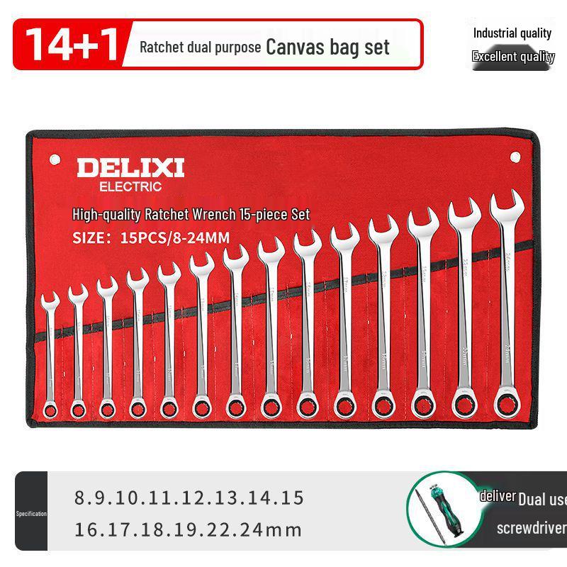 Adjustable Ratchet & Open-End Wrench Tool Set