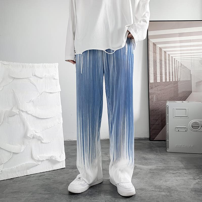 Summer Men's and Women's Silk Pleated Casual Pants Wide Leg Oversize Pants Streetwear Vintage Pants Clothes Trousers