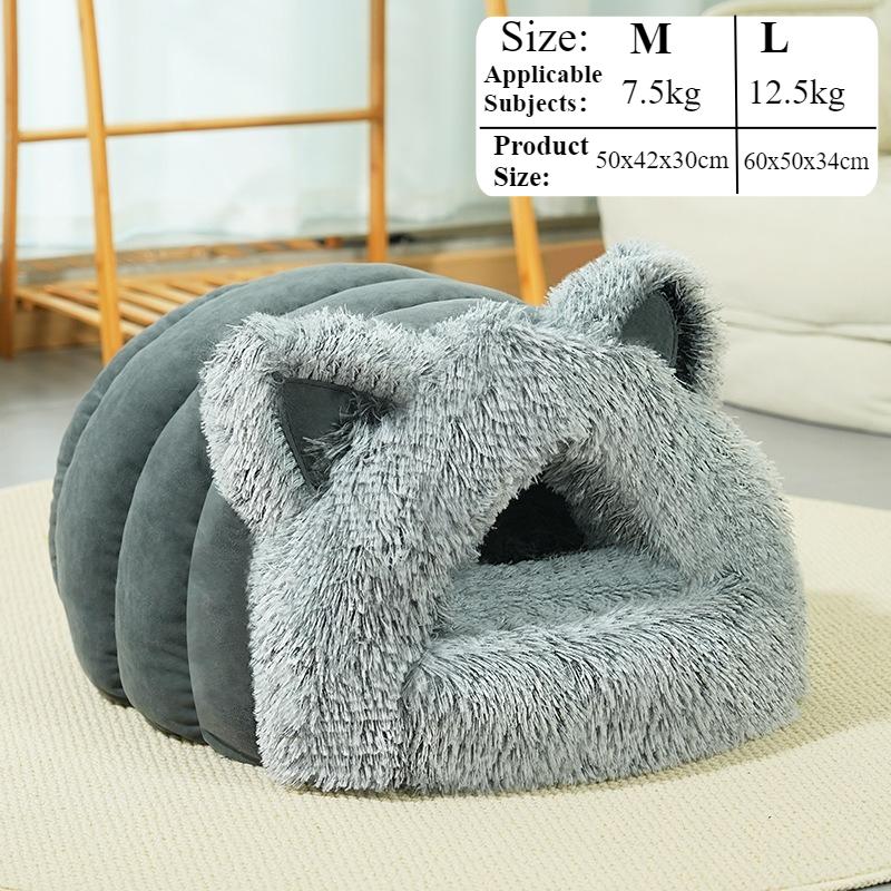 

Winter Warm Long Plush Pet Cat Nest House Warm and Comfortable Suitable for Small To Medium Cats and Dogs Mat Animals Sleeping M-50x42x30cm