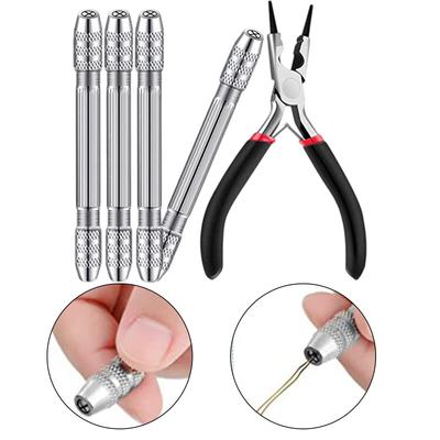 Dual End Hand Drill Jewelry Making Set for Wire Twisting and Metalworking with Carbon Steel Bits