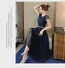 Women's 2025 Summer Chiffon Long Dress - Waist-Slimming French Style, Short-Sleeved