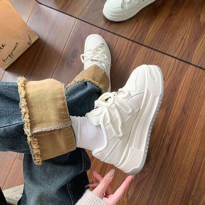 Versatile Little White Shoes Women's 2024 New Spring and Autumn Shoes Niche Design Sense Thick-soled Student Round Head Casual Shoes Board Shoes
