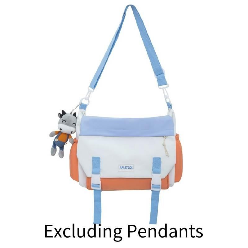 Large Capacity Canvas Single Shoulder Bag Urban Simple Style Soft With Car Stitching Trendy Crossbody Bag