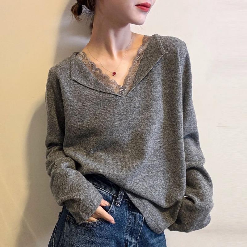 Tops for Women Long Sleeve Shirts Winter Oversize Fleece Thickened Casual Cotton Shirt Loose Blouse V-neck Pullover Tops