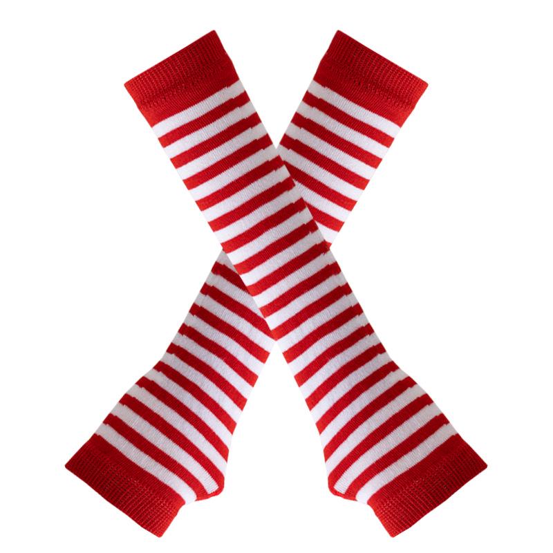 Koreaanse Stijl Zwart-Wit Gestreept Unisex Vingerloze Lange Mouwen Kerst Cosplay Cover